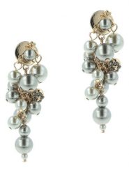 Otazu Pozłacane kolczyki-wkrętki z perełkami Swarovski rozmiar: onesize. Szare kolczyki damskie Otazu, z perłą, pozłacane. Za 130.99 zł.