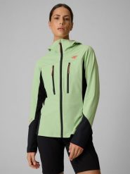 4F Kurtka softshell wiatroodporna membrana 8000 damska - miętowa XXL. Niebieskie kurtki damskie 4F, l, bez wzorów, z materiału, bez kaptura. Za 499.99 zł.