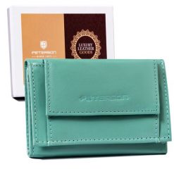 Portfel skórzany Peterson PTN RD-AL5617-MCL j. niebieski. Niebieskie portfele damskie Peterson, bez wzorów, ze skóry. Za 51.99 zł.