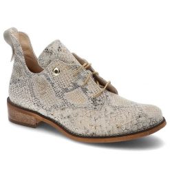 Półbuty damskie Damiss, cholewka z naturalnej skóry z tłoczonym wzorem i klasycznym sznurowaniem, gad, DS-639. Szare półbuty damskie DAMISS, bez wzorów, ze skóry, bez obcasa, na płaskiej podeszwie, bez zapięcia. Za 319.00 zł.