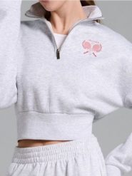 Bluza ze stójką - szary. Szare bluzy damskie Sinsay, l, bez wzorów, bez kaptura. W wyprzedaży za 19.99 zł.