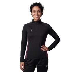 Damska bluza sportowa ze stójką Siroko Halfzip Black/Burgundy W. Czarne bluzy damskie SIROKO, m, bez wzorów, z materiału, bez kaptura. Za 252.00 zł.