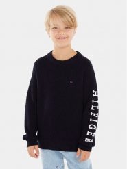 Tommy Hilfiger Sweter Monotype KB0KB08364 D Granatowy Regular Fit. Niebieskie swetry chłopięce Tommy Hilfiger, z bawełny, bez kołnierzyka. Za 379.99 zł.