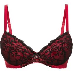 Biustonosz usztywniany bonprix czarno-czerwony. Czarne biustonosze bonprix, w koronkowe wzory, z koronki. Za 44.99 zł.