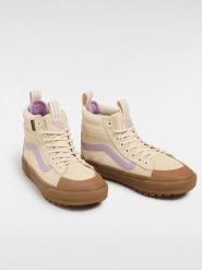 Vans Skórzane sneakersy "Sk8-Hi" w kolorze beżowo-fioletowym rozmiar: 38,5. Brązowe obuwie sportowe damskie Vans, z materiału, za kostkę, bez zapięcia. Za 286.84 zł.
