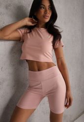 Różowe Szorty Kolarki High Waist Marerila. Czerwone szorty damskie Renee, bez wzorów, z podwyższonym stanem. Za 39.99 zł.