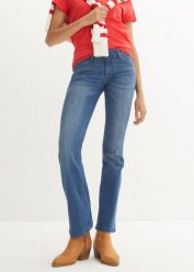 Dżinsy Bootcut Mid Waist, ze stretchem. Niebieskie jeansy damskie bonprix. Za 99.99 zł.