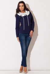 Granatowa Bluza z Kontrastowym Kołnierzem. Brązowe bluzy damskie Katrus, s, bez wzorów, z bawełny, bez kaptura. Za 189.00 zł.