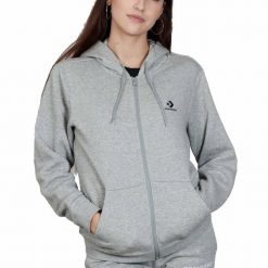 Bluza z Kapturem I Suwakiem Na Całej Długości Go-To Embroidered Star Chevron Ro…. Szare bluzy damskie Converse, l, bez wzorów, z polaru, z kapturem. Za 294.05 zł.