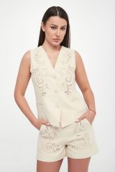 Kamizelka damska lniana TWINSET. Kamizelki damskie Twinset Milano, bez wzorów, bez kaptura. Za 1,519.00 zł.