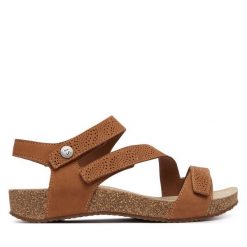 Sandały Josef Seibel. Brązowe sandały damskie Josef Seibel, bez wzorów, bez obcasa, na płaskiej podeszwie, bez zapięcia. Za 439.99 zł.