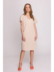 Stylove Sukienka w kolorze beżowym rozmiar: XL. Brązowe sukienki damskie Stylove, bez wzorów, bez ramiączek. Za 241.95 zł.