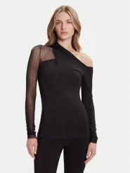 Simona Corsellini Bluzka A25CPMG00201 Czarny Slim Fit. Czarne bluzki damskie SIMONA CORSELLINI, l, bez wzorów, z syntetyku, bez kołnierzyka, bez ramiączek. Za 629.99 zł.