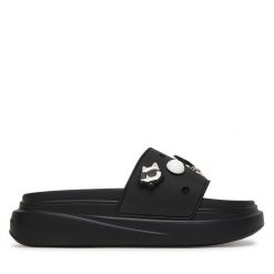Klapki KARL LAGERFELD. Czarne klapki damskie KARL LAGERFELD, bez wzorów, bez obcasa, bez zapięcia. Za 505.99 zł.