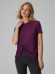 4F T-shirt regular z marszczeniem i modalem damski - fioletowy S. Fioletowe t-shirty damskie 4F, s, bez wzorów, z materiału, bez kołnierzyka. Za 89.99 zł.