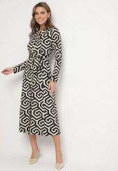 Czarna Koszulowa Sukienka z Wiskozą Paskiem i Geometrycznym Motywem Erislevia. Czarne sukienki damskie Born2be, bez wzorów, z jeansu, eleganckie, bez ramiączek. W wyprzedaży za 161.49 zł.