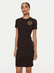 Versace Jeans Couture Sukienka codzienna 77HAOT00 Czarny Regular Fit. Czarne sukienki damskie Versace Jeans Couture, bez wzorów, z bawełny, bez ramiączek. Za 319.99 zł.