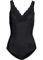 Body, średni stopień modelowania sylwetki z koronki. Czarne bielizna korygująca bonprix, bez wzorów, z koronki. Za 127.99 zł.