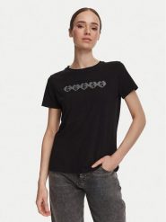 Guess T-Shirt V6YI08 K4689 Czarny Regular Fit. Czarne t-shirty damskie Guess, s, z aplikacjami, z bawełny, bez kołnierzyka. Za 174.99 zł.