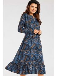 Awama Sukienka w kolorze granatowym ze wzorem rozmiar: XL. Niebieskie sukienki damskie Awama, bez wzorów, bez ramiączek. Za 212.95 zł.