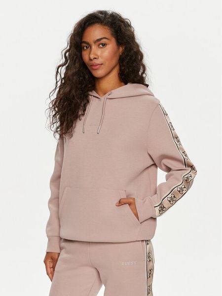 Guess Bluza Carla V4YQ11 KB3P2 Beżowy Regular Fit. Brązowe bluzy damskie Guess, xs, z aplikacjami, z syntetyku, bez kaptura. Za 279.99 zł.