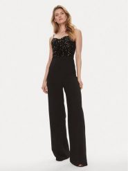 Kontatto Kombinezon BO344 Czarny Wide Leg. Czarne sukienki damskie Kontatto, bez wzorów, z syntetyku, bez ramiączek. Za 519.99 zł.