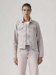 Levi's Kurtka dżinsowa w kolorze beżowo-błękitnym rozmiar: L. Brązowe kurtki damskie Levi's, l, bez wzorów, bez kaptura. Za 248.95 zł.