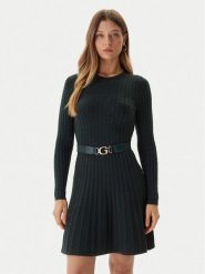 Guess Sukienka dzianinowa W5BK68 Z2YJ2 Zielony Slim Fit. Zielone sukienki damskie Guess, z aplikacjami, z dzianiny, bez ramiączek. Za 389.99 zł.