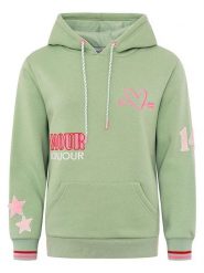 Zwillingsherz Bluza "Bonjour ZH" w kolorze zielonym rozmiar: L/XL. Zielone bluzy damskie Zwillingsherz, l, bez wzorów, z kapturem. Za 144.95 zł.