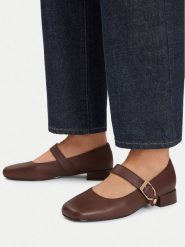 U.S. Polo Assn. Baleriny Amelia001-Blk EO-AMELIA001W/GL1 Brązowy. Brązowe balerinki damskie U.S. Polo Assn., bez wzorów, ze skóry. Za 299.99 zł.