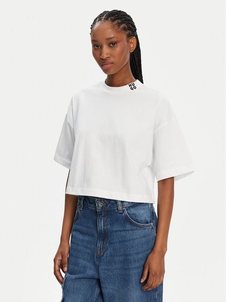 HUGO T-Shirt Damelody 50520187 Biały Relaxed Fit. Białe t-shirty damskie Hugo, l, bez wzorów, z bawełny, bez kołnierzyka. Za 139.99 zł.
