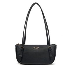 Torebka Guess. Czarne shopper bag Guess, z aplikacjami, bez dodatków. Za 329.99 zł.