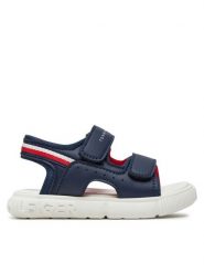 Tommy Hilfiger Sandały T1B2-33423-1591 S Niebieski. Niebieskie sandały chłopięce Tommy Hilfiger, ze skóry, bez zapięcia. Za 329.99 zł.