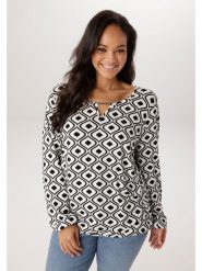 Aniston Bluzka w kolorze czarno-białym rozmiar: 50. Białe bluzki damskie Aniston, bez wzorów, bez kołnierzyka, bez ramiączek. Za 126.99 zł.