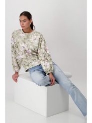 Monari Bluza w kolorze zielonym rozmiar: 42. Zielone bluzy damskie Monari, bez wzorów, bez kaptura. Za 118.56 zł.
