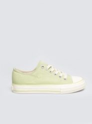 Trampki damskie niskie zielone TT274286 301. Zielone trampki damskie Big Star, bez wzorów, z jeansu, bez zapięcia. Za 129.99 zł.