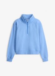 Bluza z czystej bawełny organicznej. Szare bluzy damskie bonprix, bez wzorów, z bawełny, bez kaptura. Za 47.99 zł.