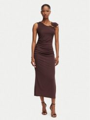 Rinascimento Sukienka koktajlowa CFC0020352002 Brązowy Slim Fit. Brązowe sukienki damskie Rinascimento, bez wzorów, z syntetyku, wizytowe, bez ramiączek. Za 554.99 zł.