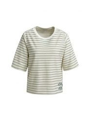 Milano Italy Koszulka w kolorze kremowo-zielonym rozmiar: M. Brązowe bluzki damskie Milano Italy, m, bez wzorów, bez kołnierzyka, bez ramiączek. Za 113.99 zł.