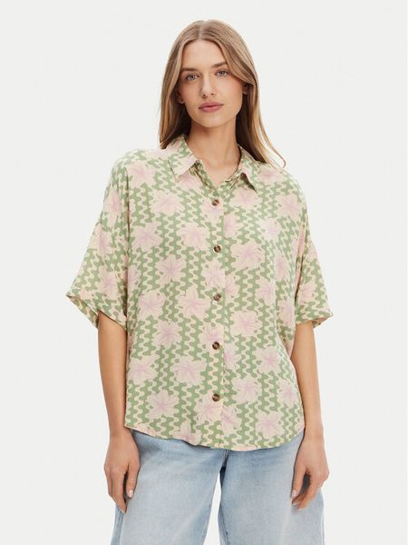 Roxy Koszula Beach Nostalgia ERJWT03665 Zielony Regular Fit. Zielone koszule damskie Roxy, s, bez wzorów, z wiskozy, bez kołnierzyka, bez ramiączek. Za 109.99 zł.