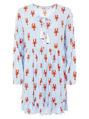 Zwillingsherz Sukienka "Lobsters & Stripes" w kolorze błękitnym rozmiar: S/M. Niebieskie sukienki damskie Zwillingsherz, bez wzorów, z wiskozy, bez ramiączek. Za 165.99 zł.