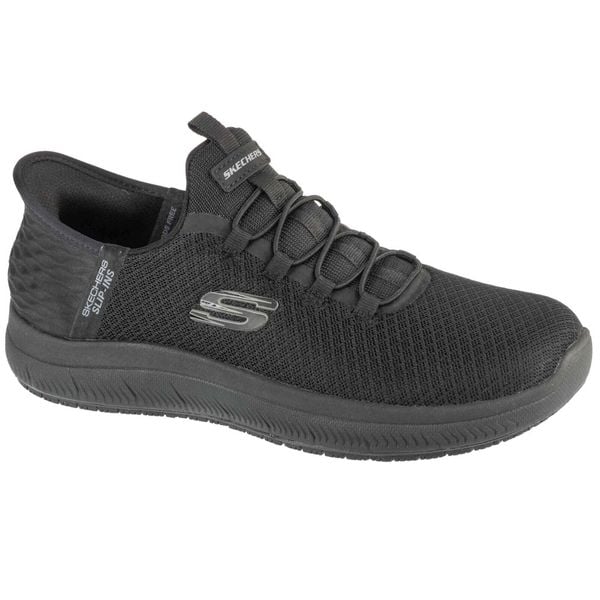 Sneakersy damskie Skechers Slip-Ins Work Summits SR-Enslee. Czarne obuwie sportowe damskie Skechers, bez zapięcia. Za 399.99 zł.