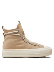 Converse Trampki Chuck Taylor All Star Lift Platform A06494C Beżowy. Brązowe trampki damskie Converse, bez wzorów, z materiału, bez zapięcia. Za 309.99 zł.