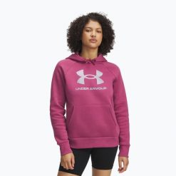 Bluza Under Armour Rival Feelce Shimmer Hoody. Czerwone bluzy damskie Under Armour, bez wzorów, bez kaptura. Za 159.99 zł.