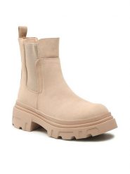 Jenny Fairy Sztyblety WS9186-01 Beżowy. Brązowe botki damskie Jenny Fairy, ze skóry, bez obcasa, na płaskiej podeszwie, bez zapięcia. Za 101.98 zł.