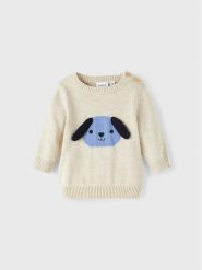 NAME IT Sweter 13207111 Beżowy Regular Fit. Brązowe swetry chłopięce Name it, z bawełny, bez kołnierzyka. Za 169.99 zł.