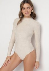 Beżowe Body z Wiskozą ze Stójką i Tłoczonym Wzorem Ravistea. Brązowe body i gorsety Born2be, bez wzorów, z jeansu. Za 99.99 zł.