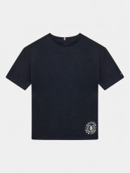Tommy Hilfiger T-Shirt Crest Logo KB0KB08675 D Granatowy Regular Fit. Niebieskie t-shirty i koszulki chłopięce Tommy Hilfiger, bez wzorów, z bawełny, bez kołnierzyka, bez ramiączek. Za 99.99 zł.