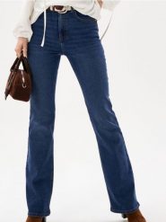 Jeansy flare mid waist - granatowy. Niebieskie jeansy damskie Sinsay. Za 59.99 zł.