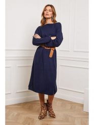 Joséfine Sukienka dzianinowa "Estudiente" w kolorze granatowym rozmiar: S. Niebieskie sukienki damskie Joséfine, bez wzorów, z dzianiny, bez ramiączek. Za 173.99 zł.